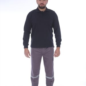 Laci̇vert 2 İp Polo Yaka Sweat Tshi̇rt