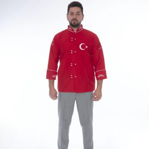 Kirmizi Türk Bayrakli Aşçi Ceketi̇