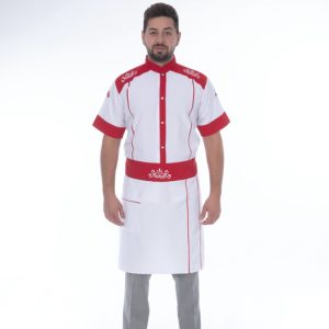 Beyaz Kirmizi Şeri̇tli̇ Aşçi Takimi