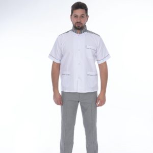 Beyaz Aşçi Ceketi̇ Kareli̇ Şeri̇tli̇