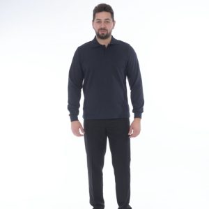 POLO YAKA LACİVERT SWEATSHİRT