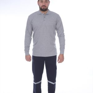 GRİ 2 İP POLO YAKA SWEAT T-SHİRT