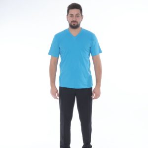 PENYE T-SHİRT TURKUAZ V YAKA