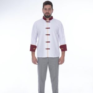 BEYAZ BORDO DETAYLI AŞÇI CEKETİ