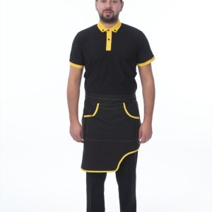 SİYAH YARIM ÖNLÜK SARI ŞERİTLİ CEPLİ