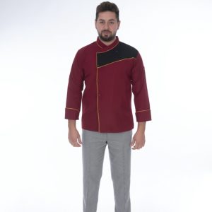 BORDO SİYAH BİYELİ AŞÇI CEKETİ